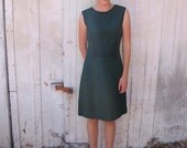 vintage 60s  dress  green sleeveless sheath  M