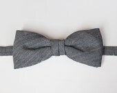 Kristian - Black Herringbone Wool Bow Tie