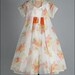Vintage 1950s Dress . Ivory Chiffon . Orange . Floral . Full Skirt . Sleeveless . Bow . Jacket . XS/S . 1465