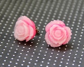 Pink Glitter Flower Earring Posts