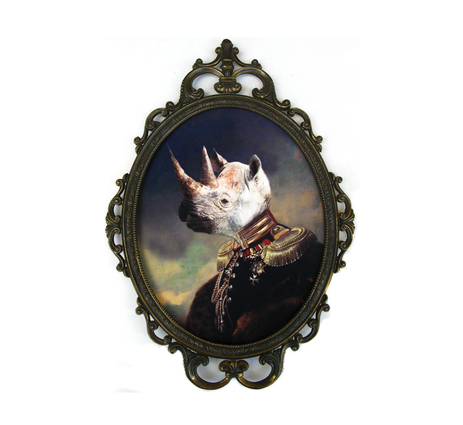 Lord Voluntus de Gaulle -  Ornate Vintage Metal Frame, Domed Glass