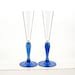 Champagne toasting glasses, Blue and Clear hand blown glass flutes