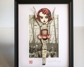 The Amazing Tattooed Girl - fully assembled articulated paper doll - Framed -  by Mab Graves