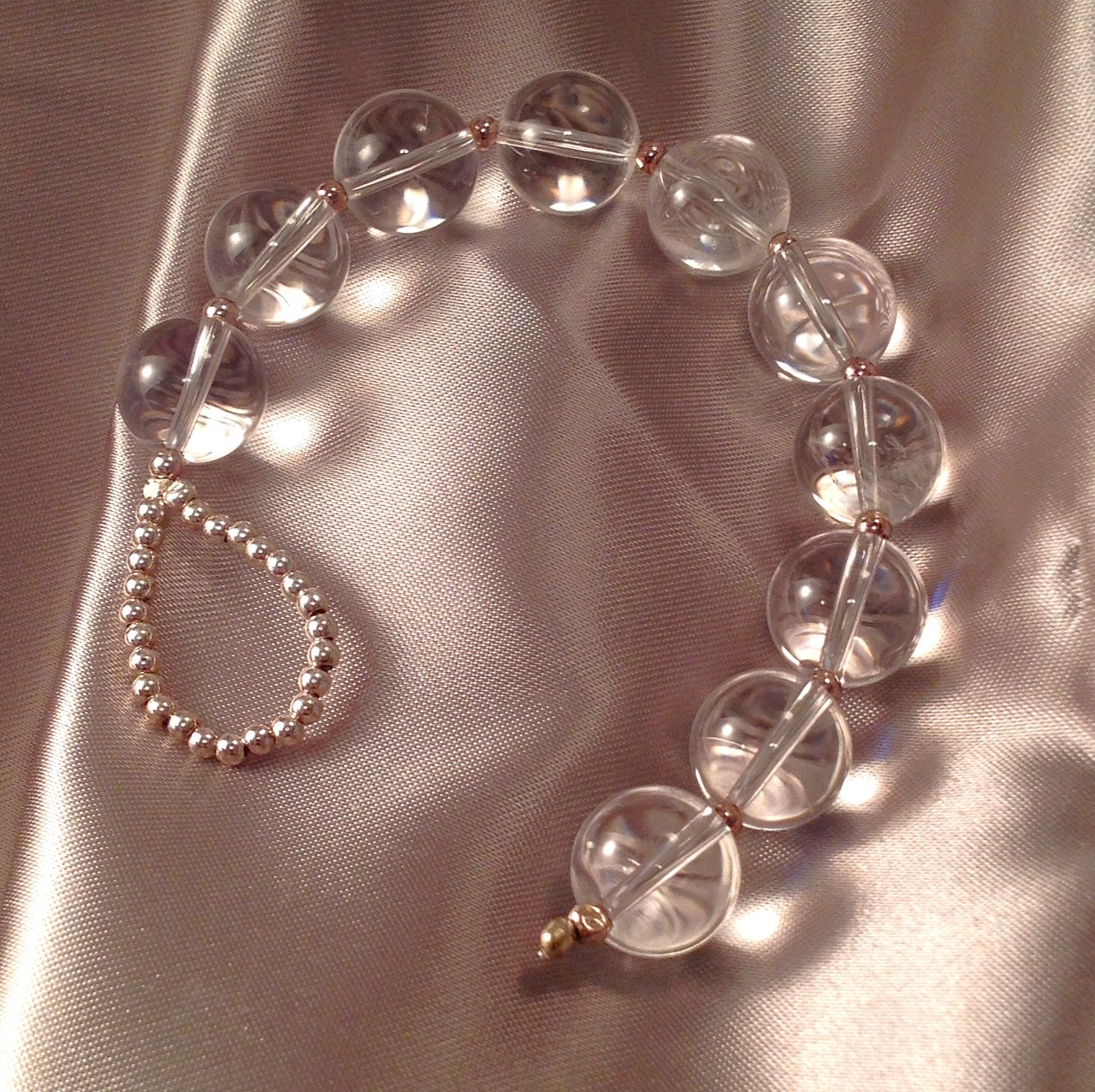 Clear Quartz and Sterling Silver Gratitude Meditation Beads