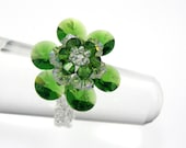 Fern Green Swarovski Flower ring Pantone Color of the Year