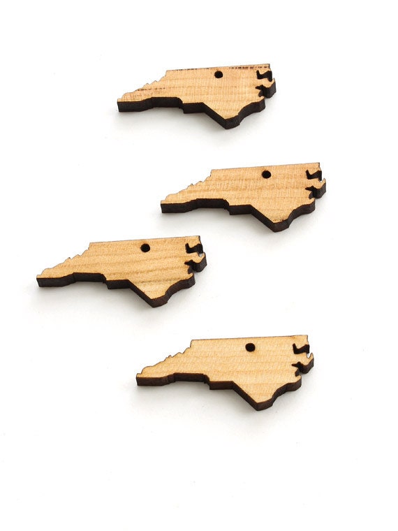 State of North Carolina Minis (with holes) - Free Shipping - Wood Charms by Timber Green Woods