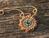 SALE - Bloom Necklace - Orange-a-Glow - Jewelry, Pendant, Handmade, Beadwork, Necklace, Weddings, Bridal Accessories, Gifts
