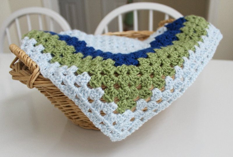 color block granny square crochet baby afghan for boy
