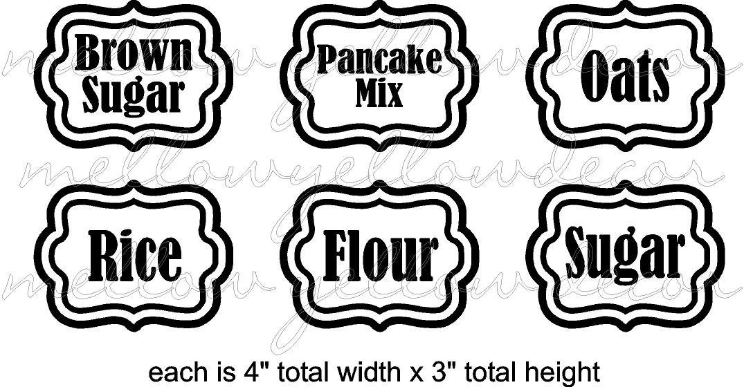 Scalloped Kitchen Canister and Jar labels vinyl decals