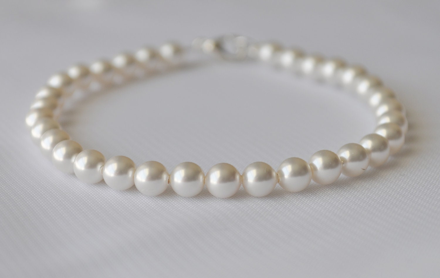 Pearl Bracelet - classic white swarovski pearl custom size - simple wedding jewelry for bride & bridesmaids