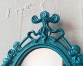 Small Mirror in Vintage Shimmering Aqua Frame - Revived Vintage