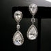 bridal Jewelry bridal earrings wedding earrings wedding jewelry Clear white teardrop cubic zirconia teardrop cz post  circular cz connectors