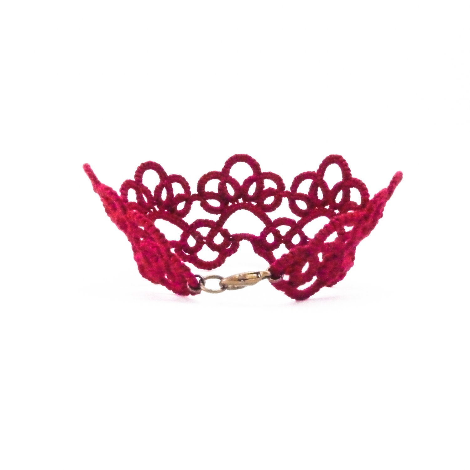 Modern oxblood burgundy bracelet / deep red lace bracelet / lace jewelry / Fall Fashion - Decoromana