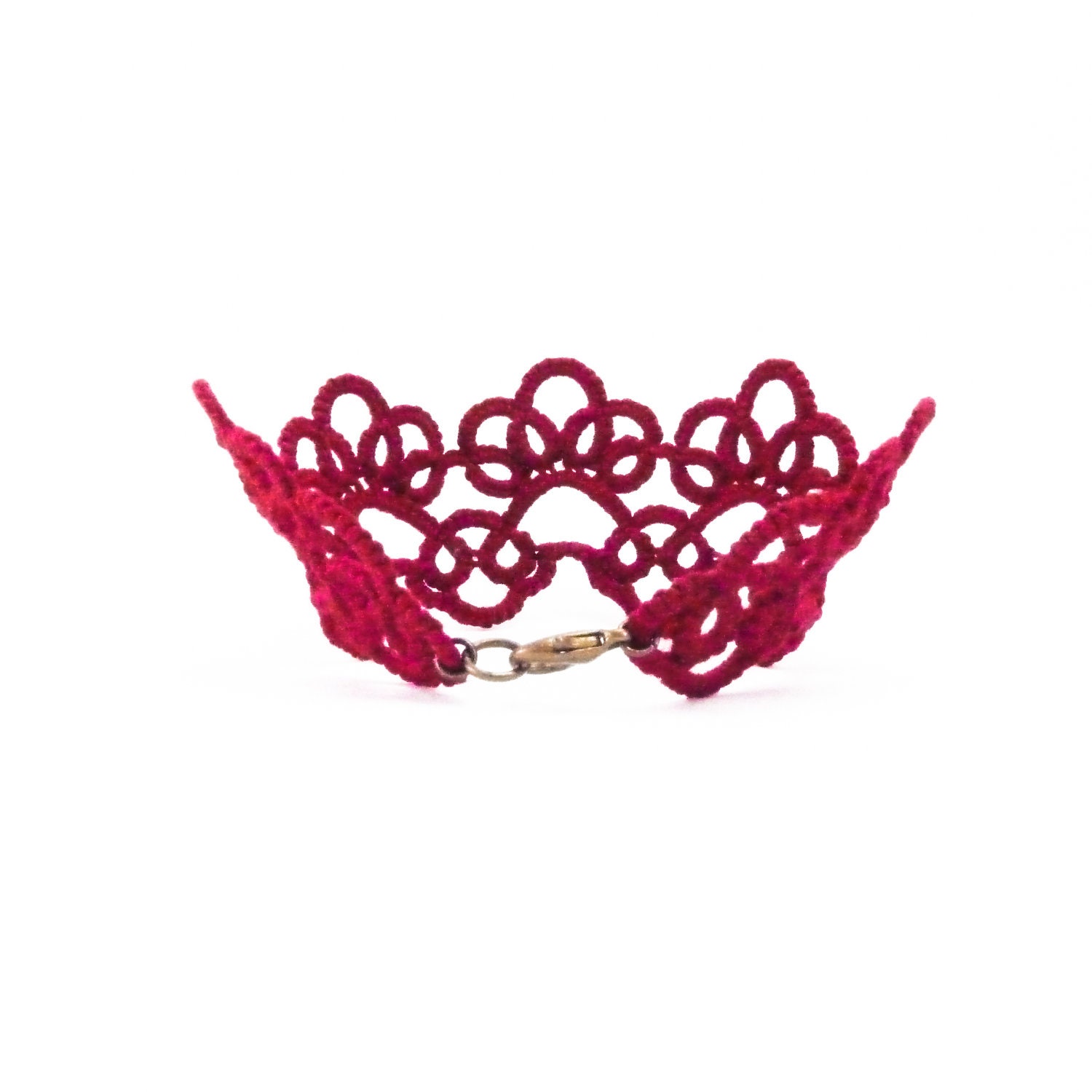 Modern oxblood burgundy bracelet / deep red lace bracelet / lace jewelry /