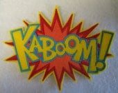 Extra large KABOOM super hero embroidered iron on patch