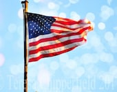 Fine Art Digital Photography - "Patriot" - The Stars and Stripes - American Flag -  8 x 12 - Photo Print with Bokeh, Traditional Home Decor
