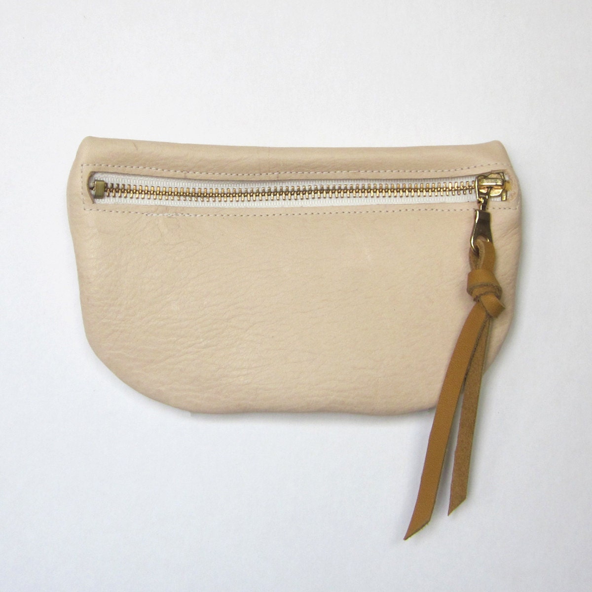 Zipper Pouch /// Vegetable Tanned Leather & Silk Lining