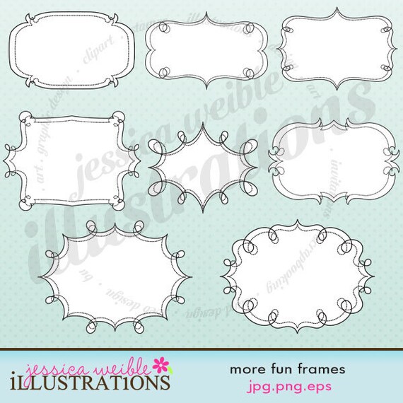 More Fun Frames Cute Digital Clipart for Card Design, Scrapbooking, and Web Design Il_570xn
