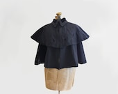 antique Victorian wool & velvet cape - Art Nouveau embroidery - 1890s coat - one size fits most