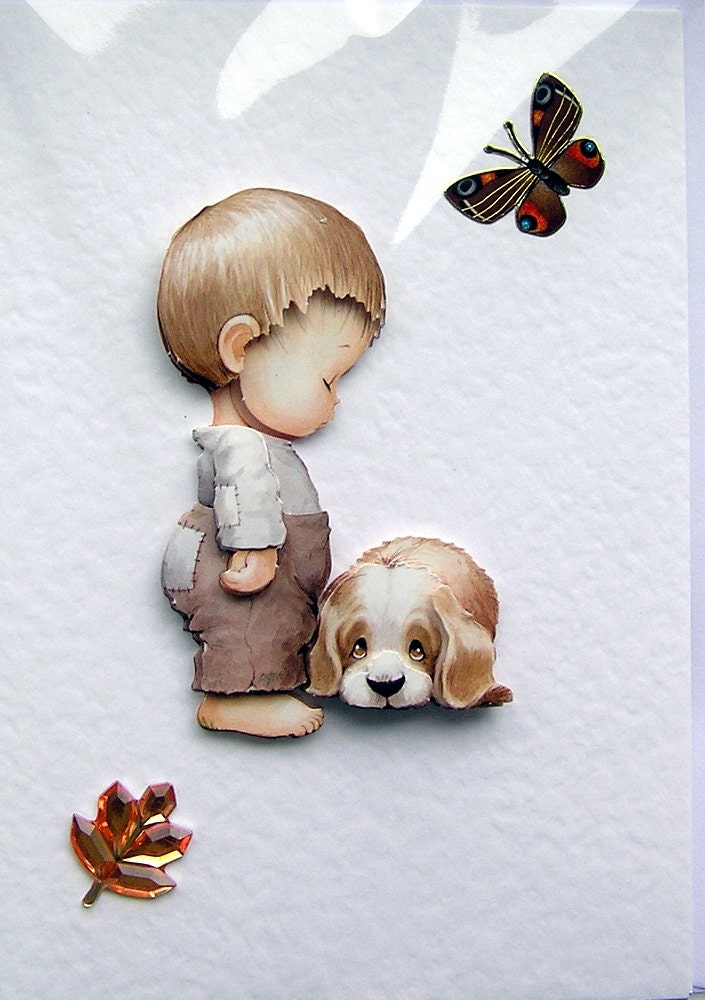 We're Sorry - Hand-Crafted 3D Decoupage Card - Blank for any Occasion (1479)