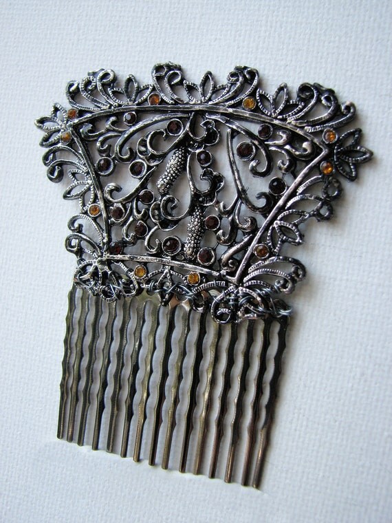Rhinestone Hair Comb Spanish Style Art Nouveau