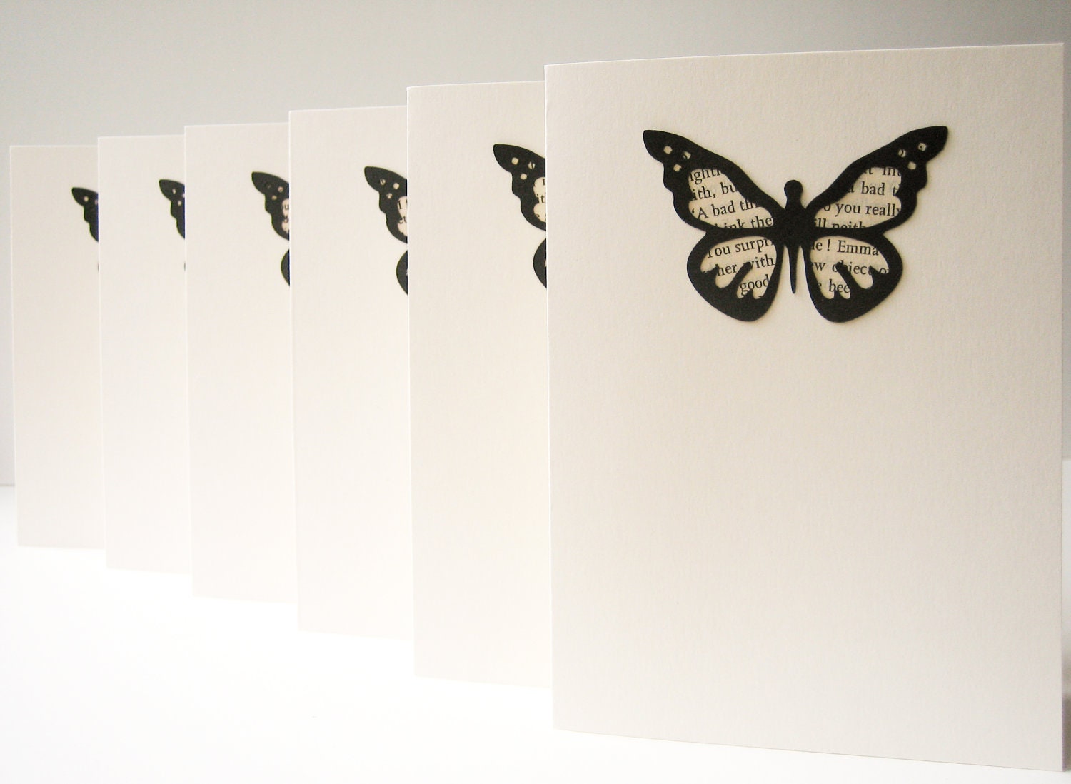 Jane Austen Butterfly Note Card Set -- handmade blank cards