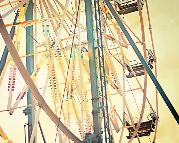 carnival photography ferris wheel print carnival print yellow blue carnival art kids room carnival decor
