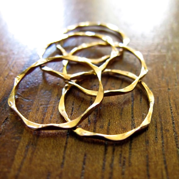 5 I'm Hammered Gold Stacking Rings - Set of Five 14K Gold Filled Wavy Stacking Rings