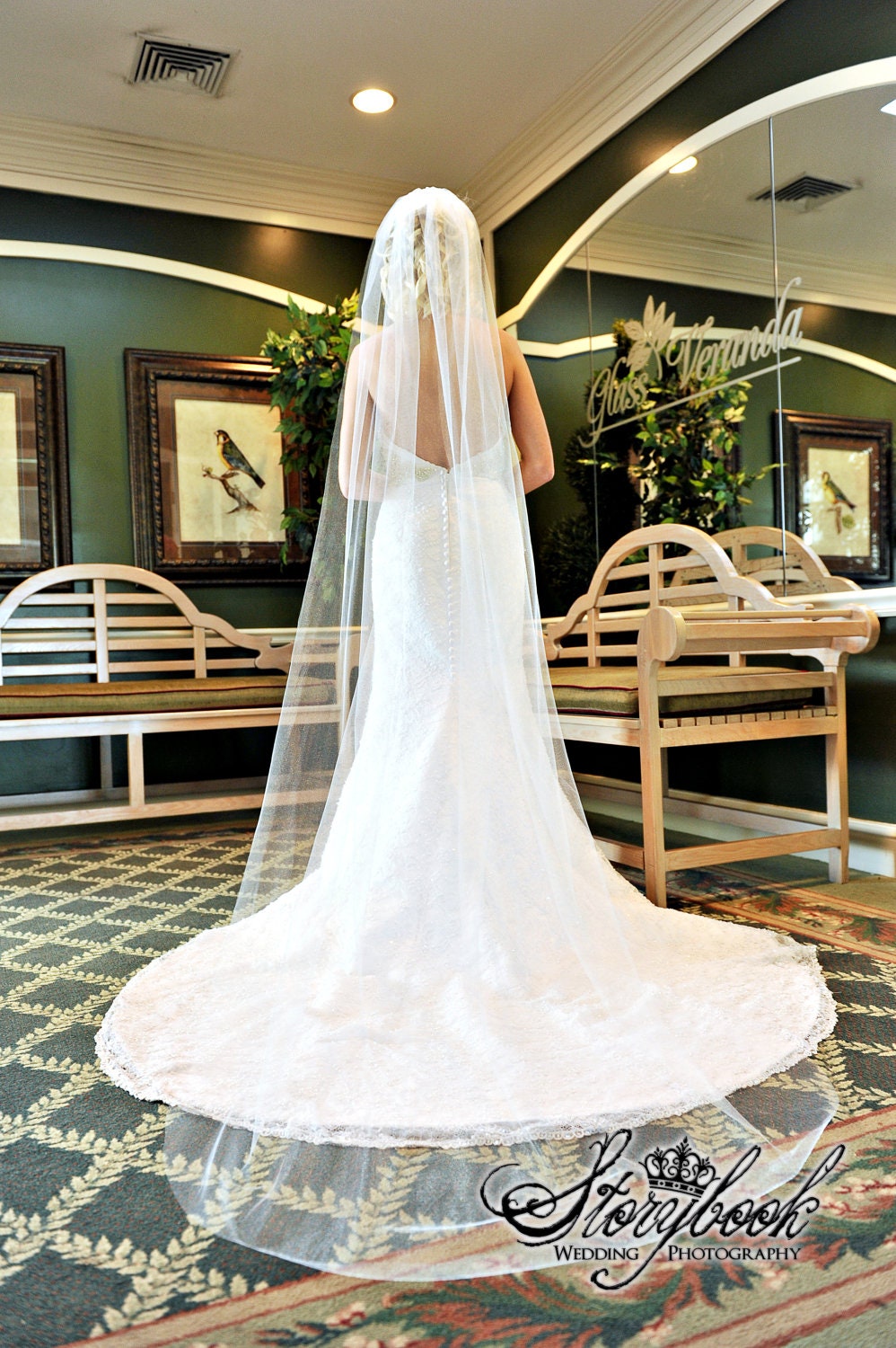 Couture Cathedral Wedding Veil with blusher - Stella Bridal Veil