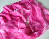 Fuchsia Pink Shibori Silk Handpainted Infinity Scarf
