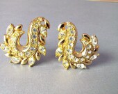 Vintage Avon "Rhinestone Fantasy" Gold Tone Earrings