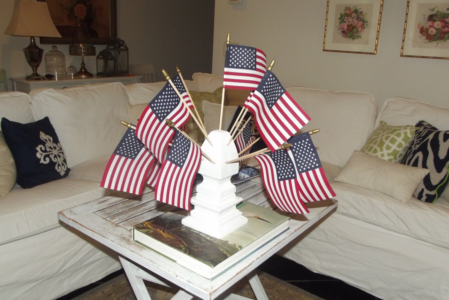 4th of July Flag Stand - 13 Flag Stand Centerpiece - flag holder - flag base - flag stand (USA flags included)