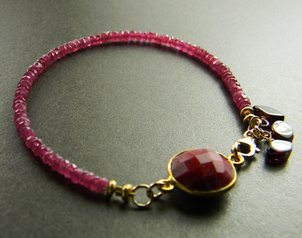Ruby Bracelet Gold Vermeil Garnet Red One of a Kind