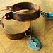 Rustic Copper Hoop Earrings Patina Aqua OOAK