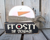 Christmas Decor wood block set . . SnOwMaN. . . Frosty the Snowman winter snowflake gift home seasonal decor