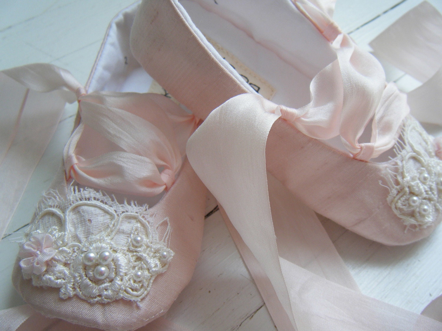 Shabby Chic Pink Ballet Shoes Toddler Flats Baby Flower Girl, Bobka Shoes by BobkaBaby
