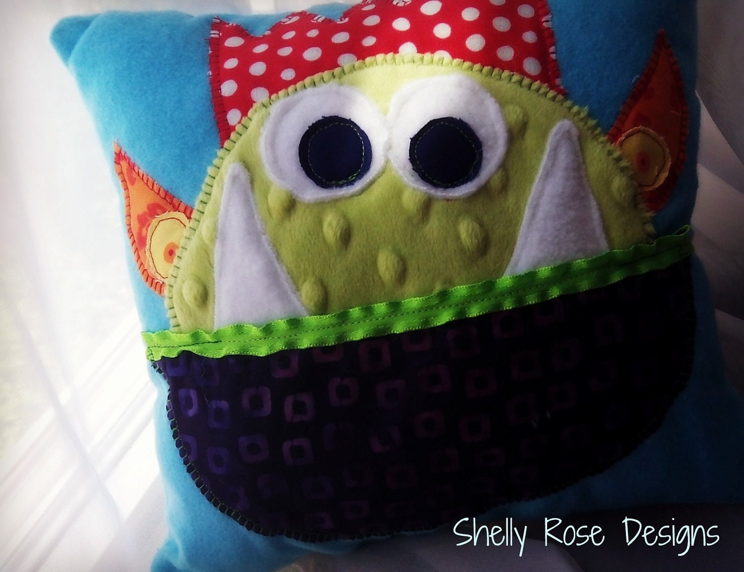 Monster Tooth Fairy Pillow--Made to Order--Handmade OOAK--Rainbow