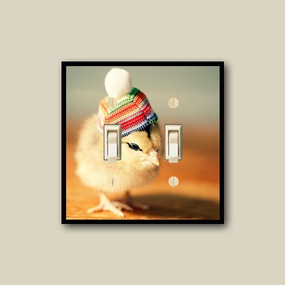 children's wall decor, chicks in hats switch plate cover, baby chicks light switch cover, kids room decor DP-101-D1