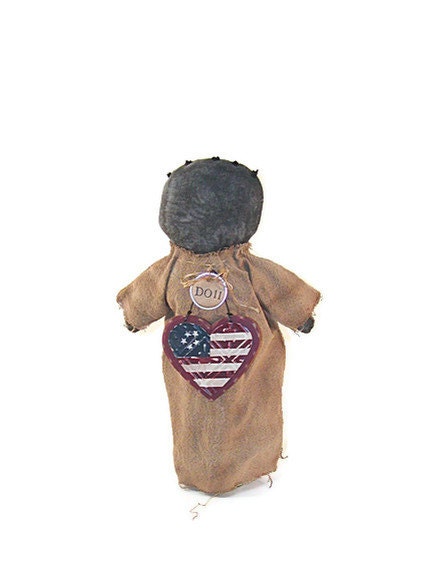 Black Americana, Doll, Mammy Doll, Black Doll, Primitive Doll, Negro, Flag, Patriotic, Faceless, Red, White, Blue, American Flag