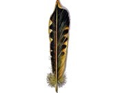 Northern Flicker Woodpecker Feather Painting - ORIGINAL Watercolor Feather Study 444