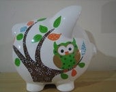 Personalized Piggy  Bank Forest Friends- Owl, Giraffe, Porcupine-Newborns , Girls , Baby Shower Gift Centerpiece