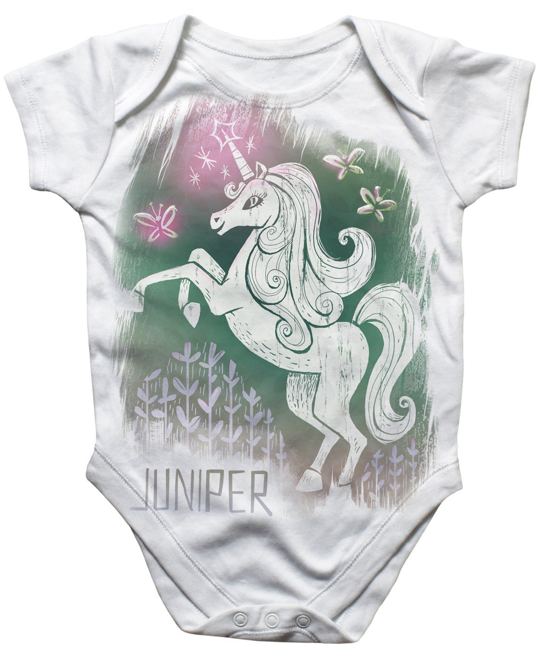 Personalized Baby Onesie, Unicorn Baby Girl- custom infant onesies