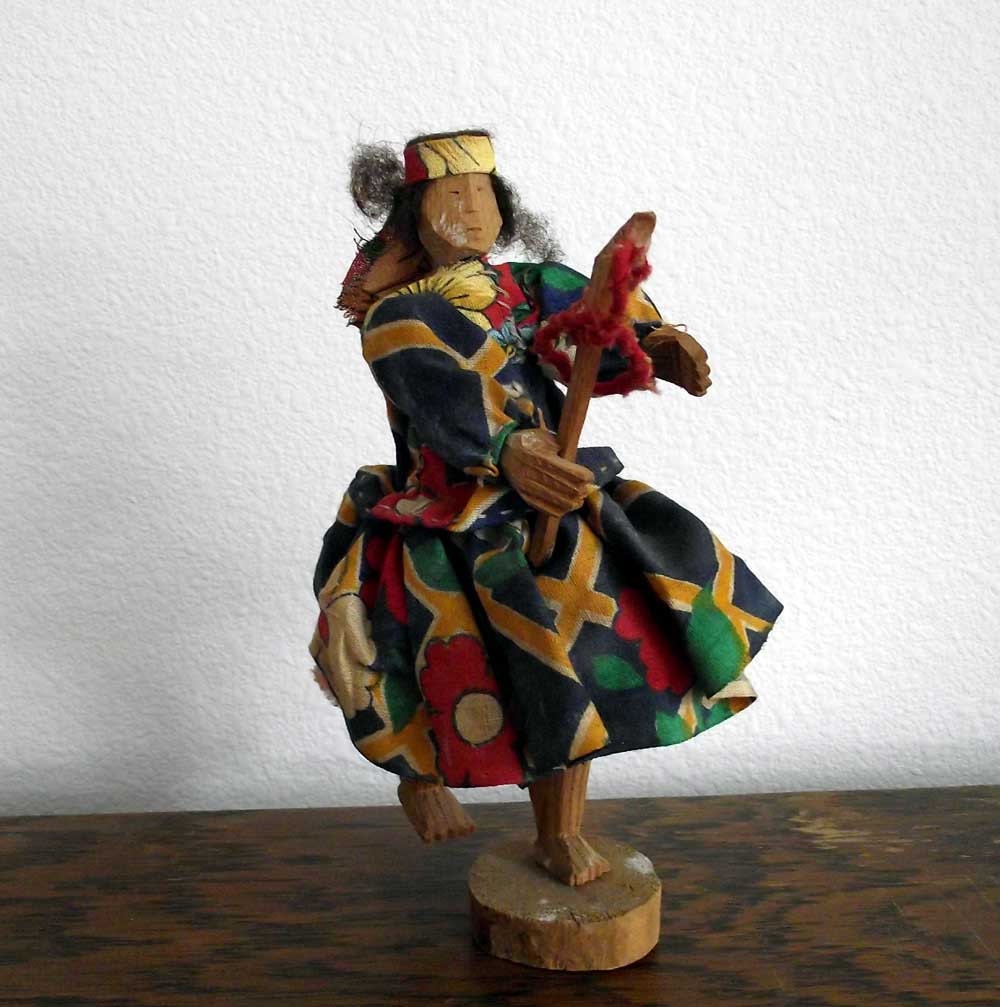 Handmade International Doll Carved of Wood 1960s