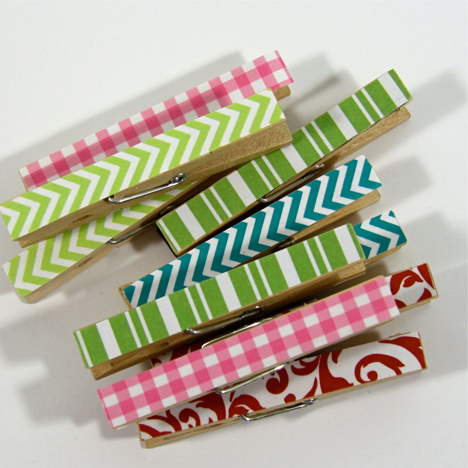 Clothespins.  Set of Ten. Mix and Match.  You Choose the Patterns.