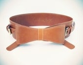 Toffee Leather Waist Belt With Bow At The Front And Gold Buckles