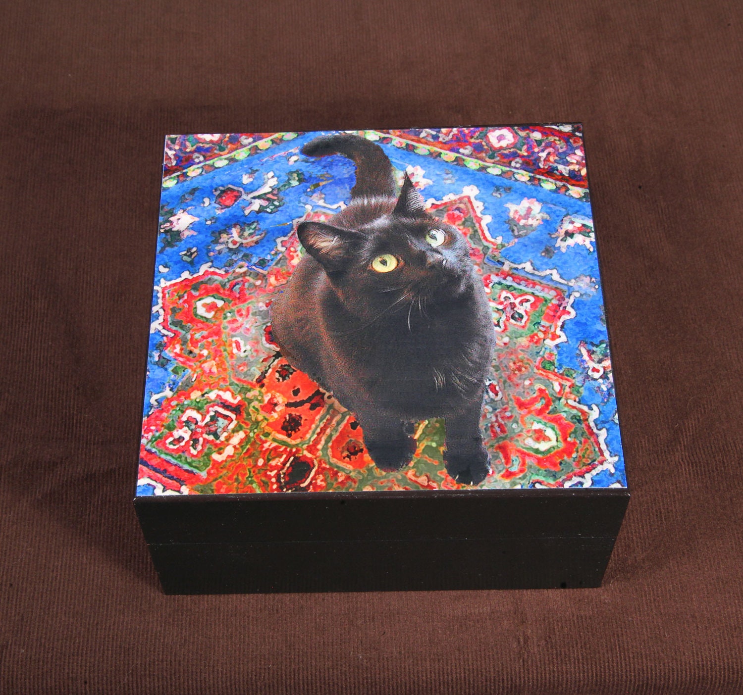 Keepsake box- black cat wooden box