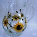 Pitcher and Beverage Glasses hand painted with bright yellow Sunflowers