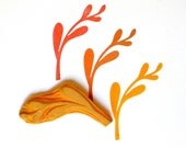 Folk art stem leaves hand carved handmade rubber stamp