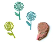 Daisy rubber stamp hand carved handmade