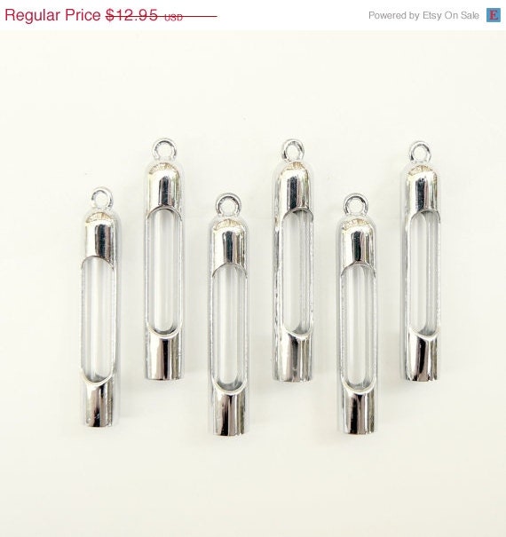 10% OFF 6 NESTED TUBE Pendants  (vial/pendants/glass/ charms/ bottles)